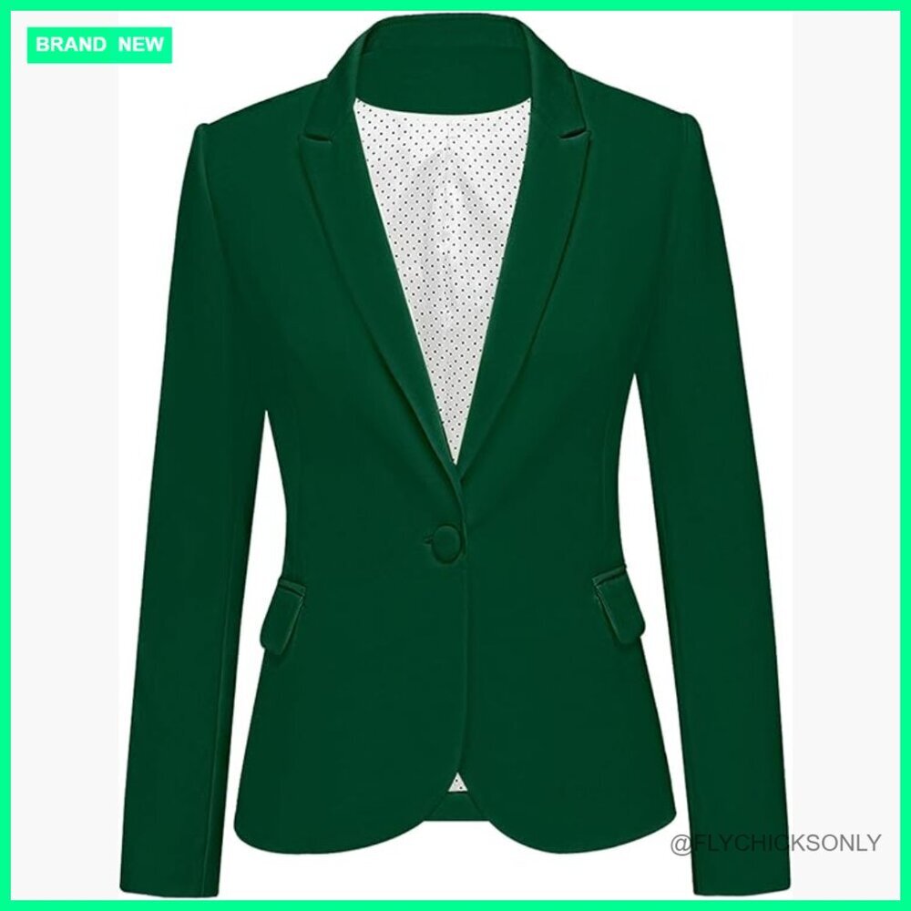 Polyester Notched Lapel Blazer with Pockets for Office Work